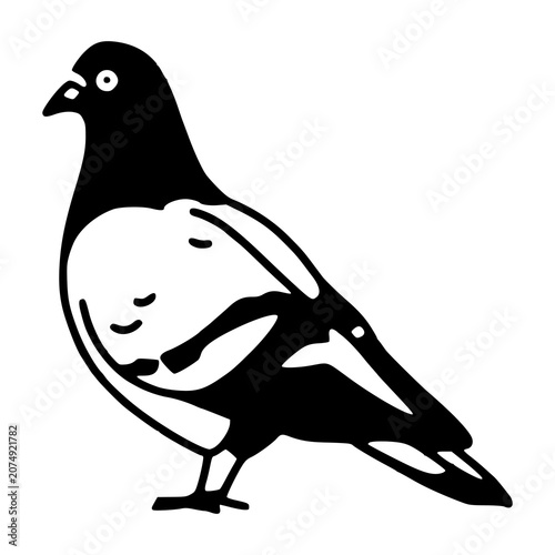 Cuadro en lienzo black and white classic feral pigeon clip art design