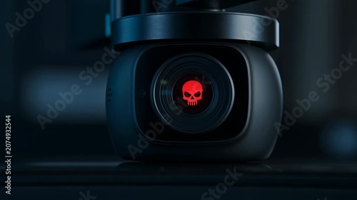 Ultra Detailed Smart Camera Hacking Visualization With Corrupted Surveillance Footage and Cyber Attack Indicators 