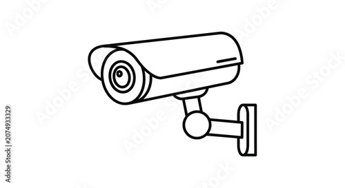 Security Camera Line Art On White Background