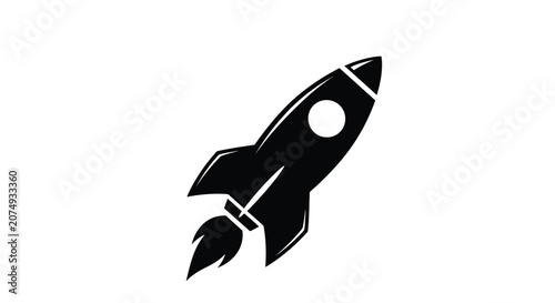 Rocket ship silhouette on a white background simple graphic design