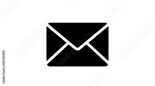Black mail envelope icon on white background