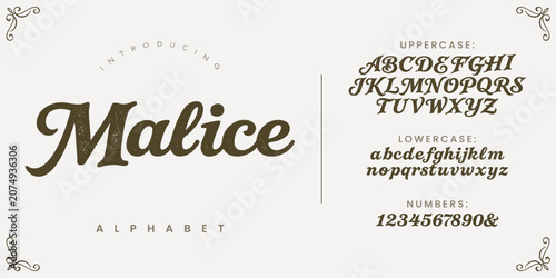 Obraz na plátne Malice textured bold script font for vintage spooky or horror lettering projects