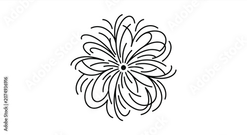 Elegant Floral Decorative Ornament Line Art