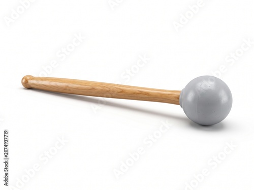 Professional Handheld Muscle Massage Tool with Wooden Handle and Grey Sphere for Physiotherapy and Wellness