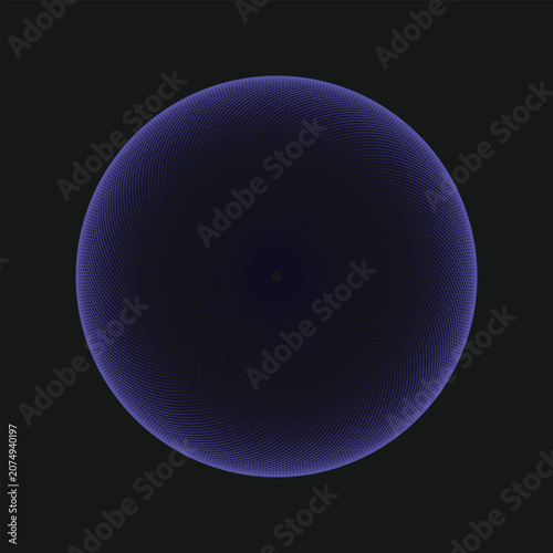 Abstract Blue Sphere with Microscopic Texture illuminated against a Dark Background