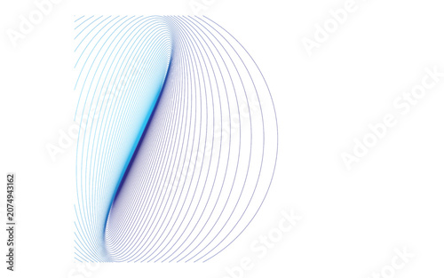 Abstract geometric blue gradient sphere pattern with light streak on white background clean design