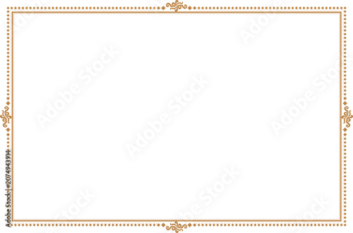 Elegant Gold Certificate Border Template with Vintage Ornaments. Design print for greeting cards, wedding invitations, restaurant menu, royal certificates. Set 22

