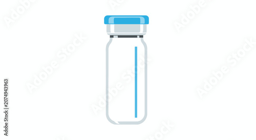 Laboratory test tube with blue cap on white background