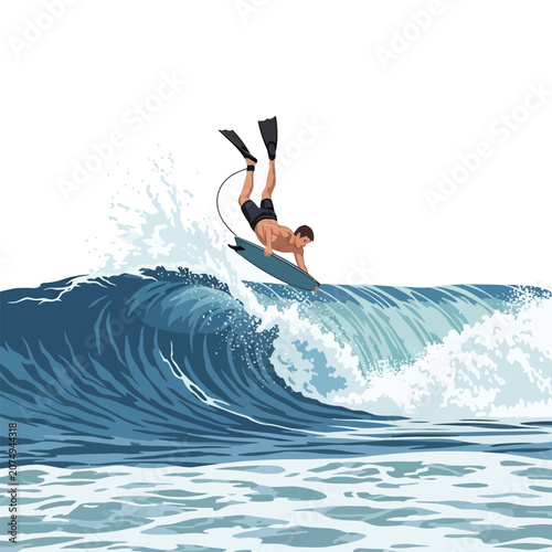 Bild auf Leinwand Bodyboarder Launching High Backflip Trick