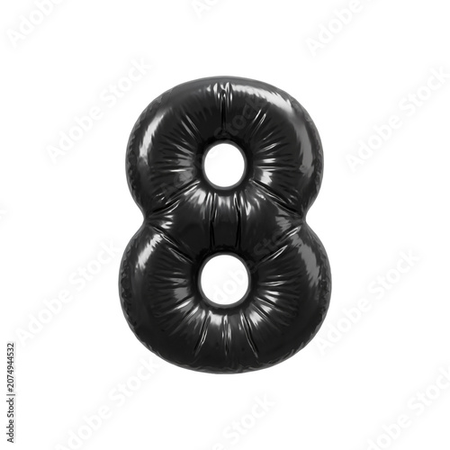 Trash bag number 8 - polyethylene bin liner digit isolated on white background. Perfect alphabet for creative illustrations related to Ecology, recycling, garbage...