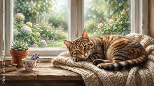 Cat resting on a blanket indoors.