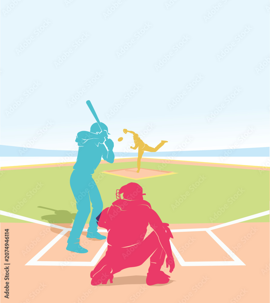 Obraz premium Attractive editable vector baseball game in action design great for your design resources print and other