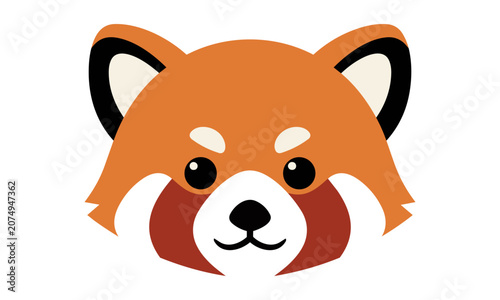 Friendly red panda head icon with large rounded ears and soft facial markings on a plain white background, minimalist animal mascot concept