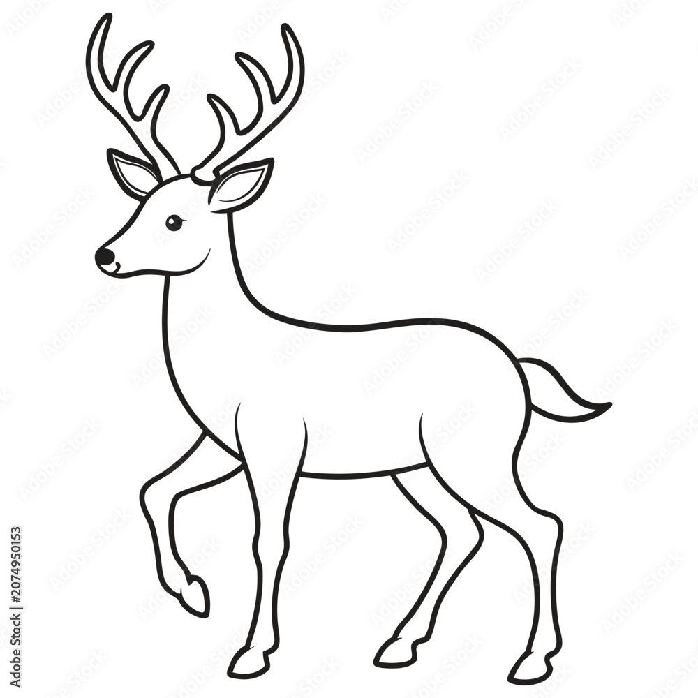 Obraz premium Minimalist Deer Silhouette Line Art Vector Illustration