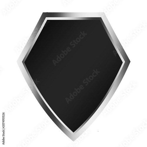 Silver black metal guard shield shape objects isolated on white background	