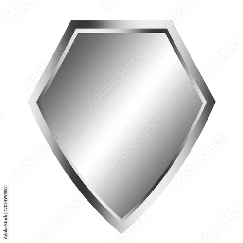 Silver steel metal guard shield shape objects isolated on white background	