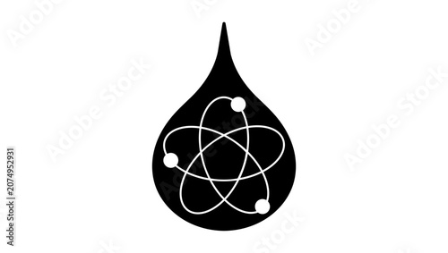 Schilderij op canvas Radiological Water Testing, black isolated vector silhouette