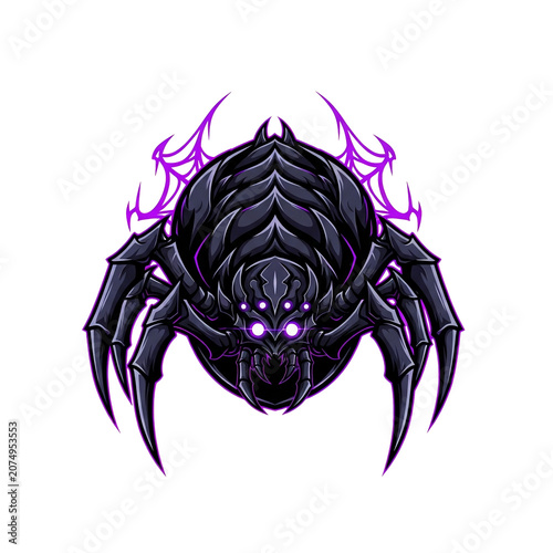 Large Black Spider with Purple Eyes.