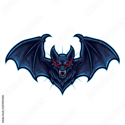 Dark fantasy evil bat creature head.