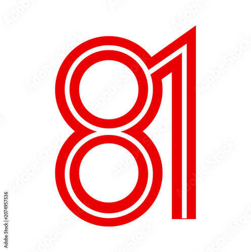 81st Anniversary Red Line Art Logo Design Vector
