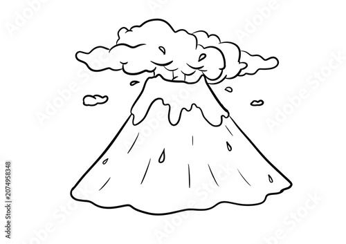 volcano digital drawing illustration isolated