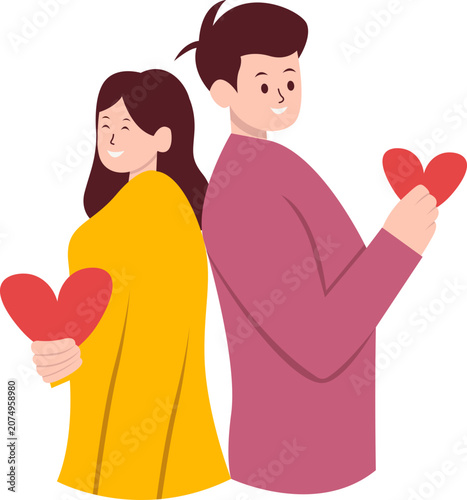 Valentine's Couple Cartoon Characters.