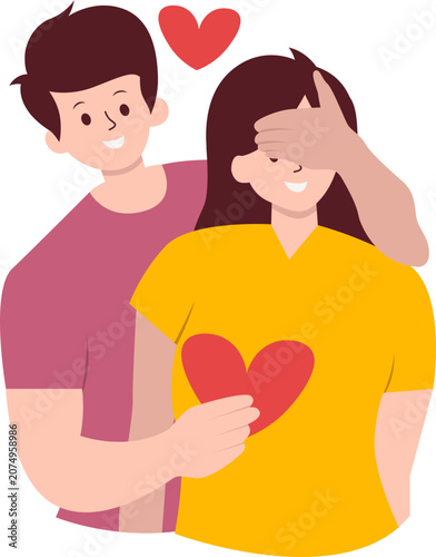 Valentine's Couple Cartoon Characters.