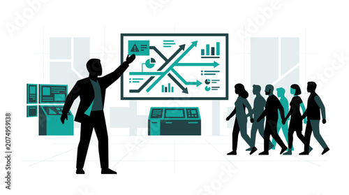 Business Leader Presenting Data Strategy to Team Illustration