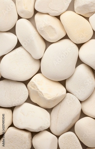 Smooth Pebbles Texture Close Up on Neutral Isolated Background Minimalist Style