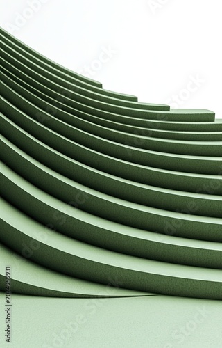Curved Abstract 3D Wave Pattern in Emerald Green Minimalist Gradient Background