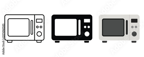 Fotografie Kitchen microwave oven appliance icon set with microwave appliance electronics