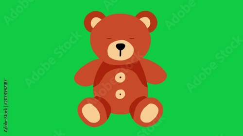 2D Animated Teddy Bear with Cute Sitting Pose for Kids Content