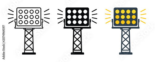 Fotografija Stadium Light Outline Icon Vector, Sports Floodlight Tower, Arena Lighting Equip