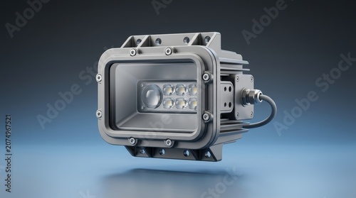 Ship engine room light 3D render marine illumination fixture for vessel machinery spaces and maritime operations