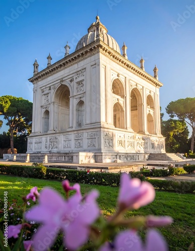 Casina Pio IV villa in the Vatican Gardens Rome Italy under blue sky.