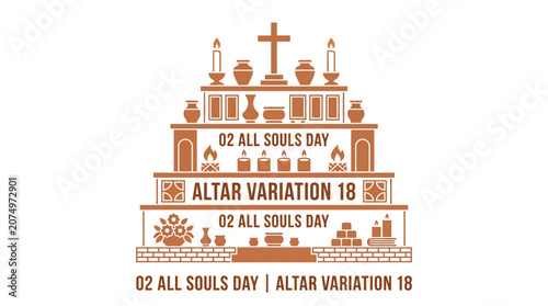 Bild auf Leinwand Brown All Souls Day altar illustration with candles.