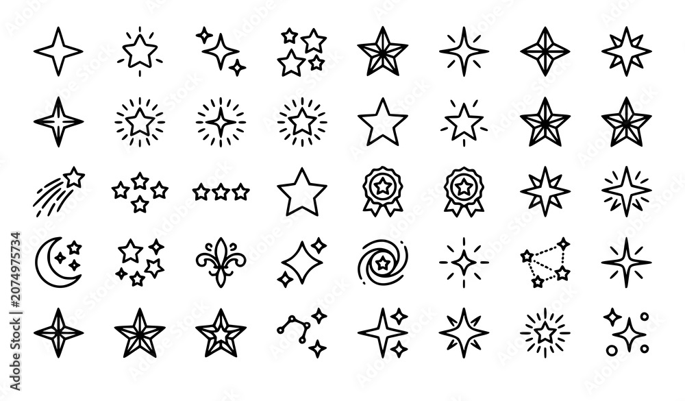 Fototapeta premium Star Line Icon Set Editable Stroke Vector