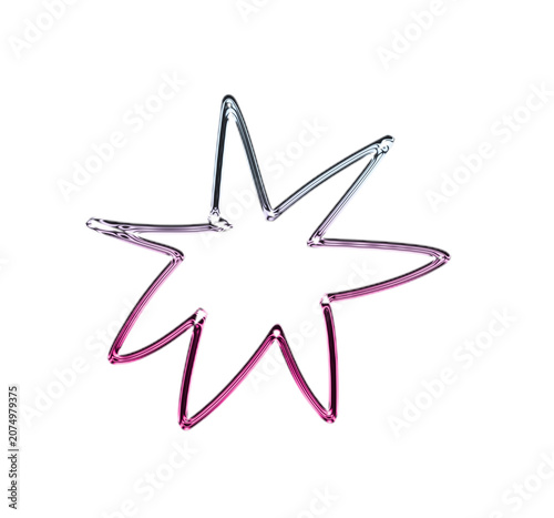 Canvas-taulu An illustration of a pink and silver star shape made of bent metal on a transpar