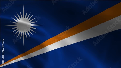 National Marshall Islands Banner Footage Animation Loopable Flow Emblem Patriotism Breeze Silk Satin Backdrop Motion Fluttering Flag