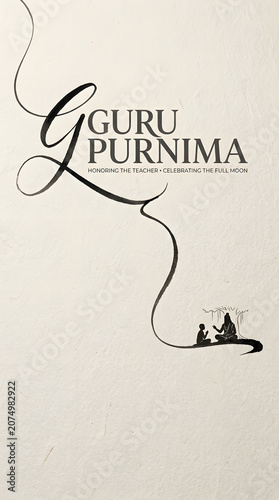 Guru Purnima elegant typography guru disciple minimal illustration background wallpaper
