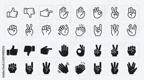 Hand gestures signs and symbols.