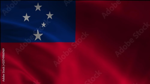 Republic Animation Waving Samoa Loopable Motion Seamless Banner Ensign Patriotic Government Air Satin Design Movement Flag