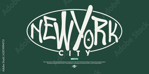 Retro typography college varsity new york city slogan print for graphic jersey, tee, hat, t-shirt, sweatshirt, or wall art design - Vector
