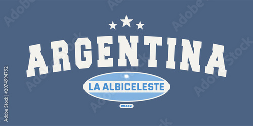 Fotografia Argentina vintage football typography design print for graphic jersey, tee, hat,