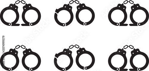 Canvas Print Handcuffs pair connected by chain illustration