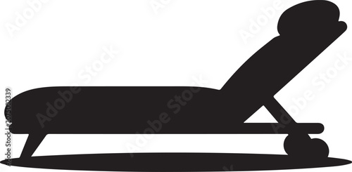 Bild auf Leinwand Black wooden deck chair on sand