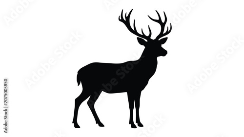 Fotografía Black silhouette of a majestic stag with antlers wildlife illustration silhouett
