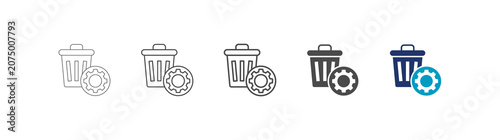 Schilderij op canvas dispose icon set consisting of multiple styles vector illustration