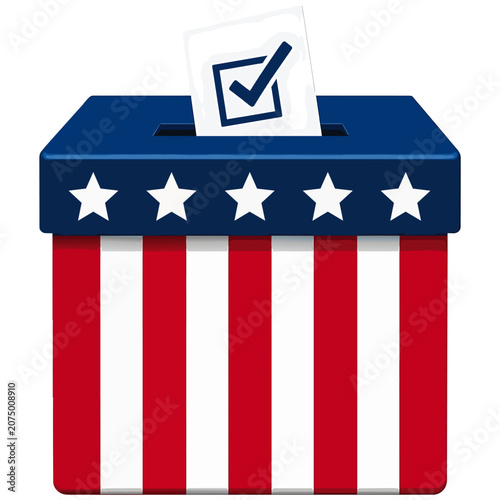 American Voting Ballot Box Illustration.