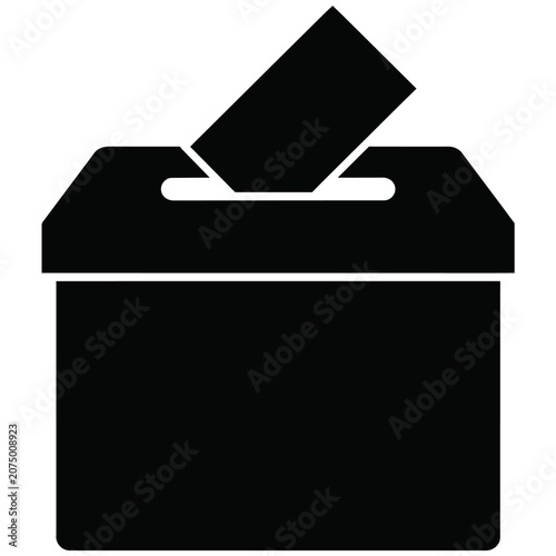 Black and white ballot box icon.